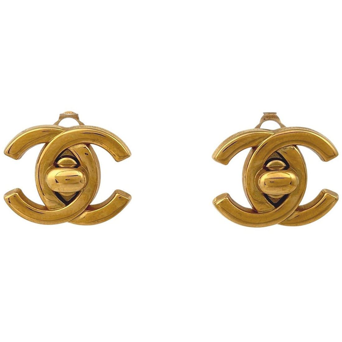 Chanel Coco Mark Turnlock Earrings, GP Gold, Women's: --- Catalog ---Category: SizeStone Size (HxW): 21.00mm x 16.00mm / 0.83'' x 0.63''Category: DesignColor: GoldGender: WomenCategory: GeneralBrand: Chanel--- Item List ---Section: ConditionRanking: Rank