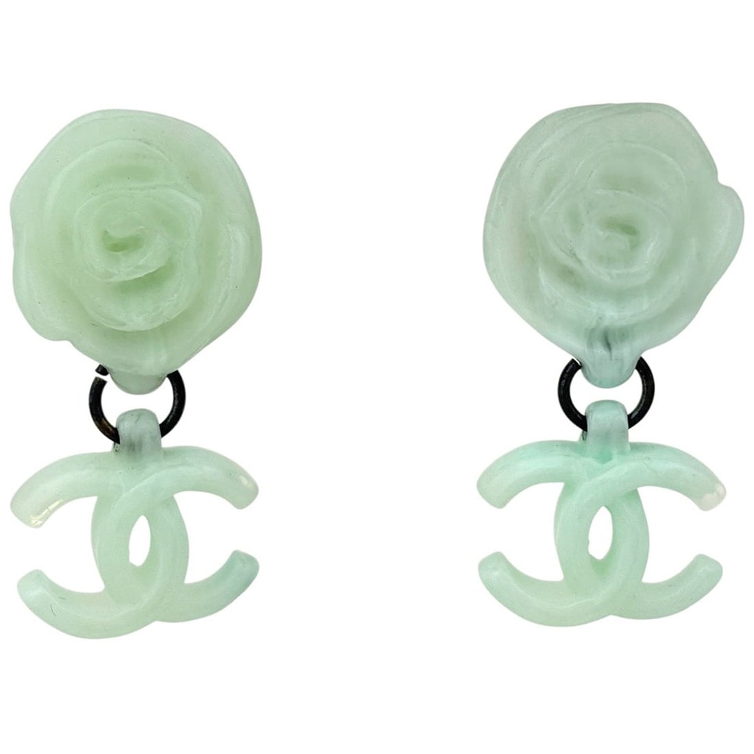 Chanel Coco Mark Swing Earrings, Camellia Design, GP Plastic, Gold, Light Green, Women's: --- Catalog ---Category: SizeStone Size (HxW): 27.00mm x 38.00mm / 1.06'' x 1.50''Category: DesignColor: Light greenGender: WomenCategory: GeneralBrand: Chanel--- Item List ---Section: ConditionRankin