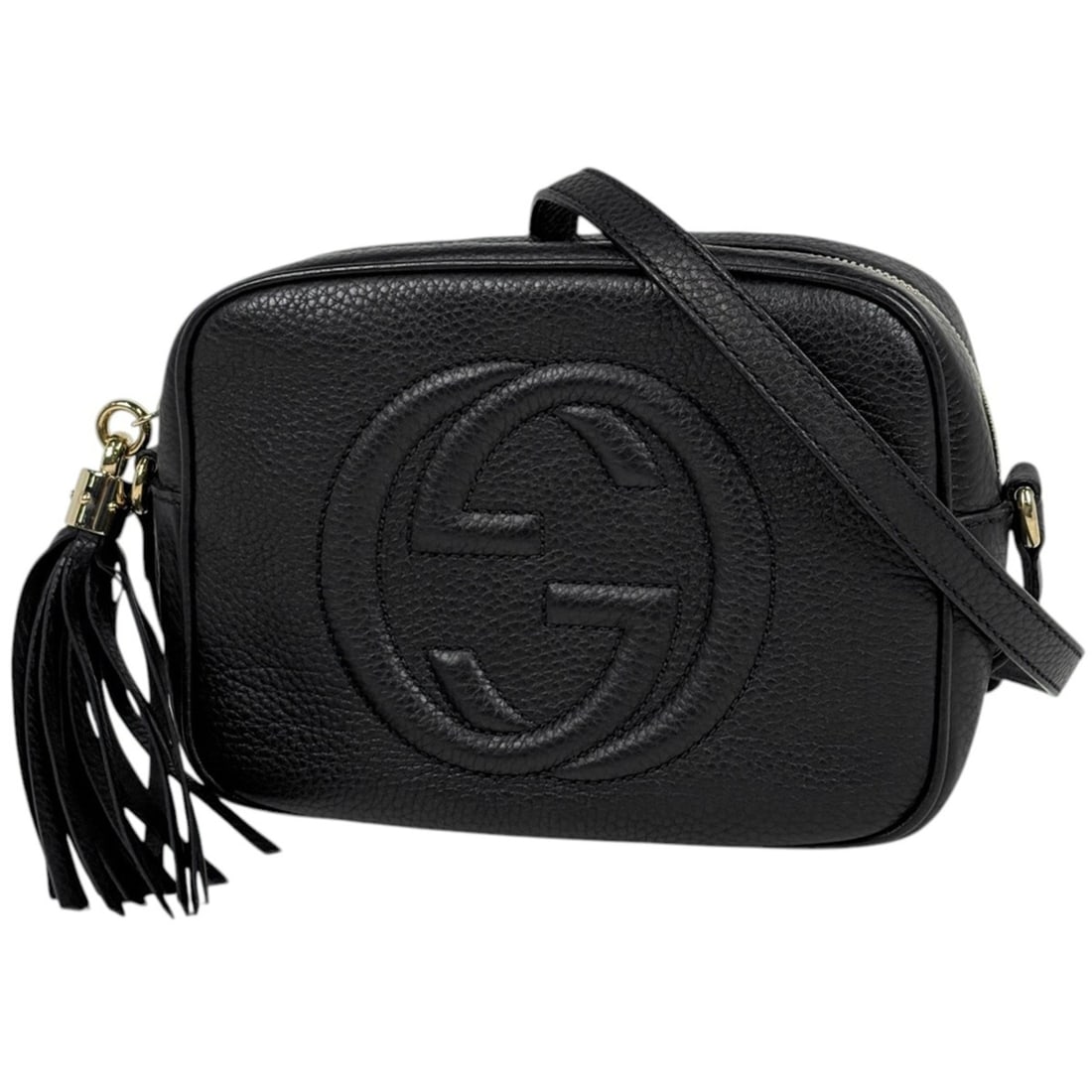 Gucci Soho Shoulder Bag with Tassel Fringe, Interlocking G Design, Leather, Black, 308364, Women's: --- Catalog ---Category: SizeSize (HxWxD): 15cm x 20cm x 7cm / 5.9'' x 7.87'' x 2.75''Category: DesignType: Shoulder bagColor: BlackGender: WomenMaterial: Leather Category: GeneralMPN: 308364Brand: Gu