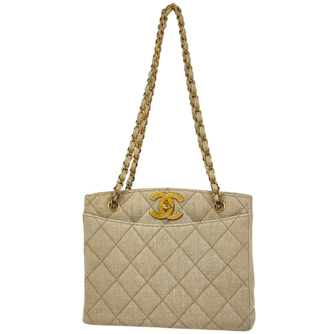 Chanel Coco Mark Chain Tote Bag Shoulder Canvas Natural Women's: --- Catalog ---Category: SizeSize (HxWxD): 22cm x 28cm x 8cm / 8.66'' x 11.02'' x 3.14''Category: DesignType: Shoulder bag, Tote bagColor: BeigeGender: WomenMaterial: Canvas Category: GeneralBrand: Ch