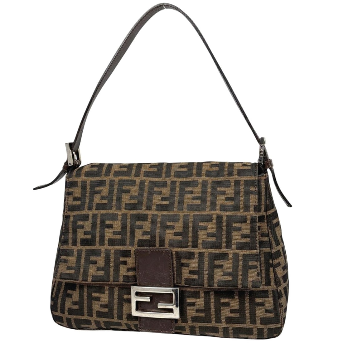 Fendi Zucca pattern shoulder bag/handbag, Mamma Baguette canvas, brown, 26325, women's.: --- Catalog ---Category: SizeSize (HxWxD): 19cm x 28cm x 11.5cm / 7.48'' x 11.02'' x 4.52''Category: DesignType: Handbag, Shoulder bagColor: BrownGender: WomenMaterial: Canvas , Leather Category: Gene