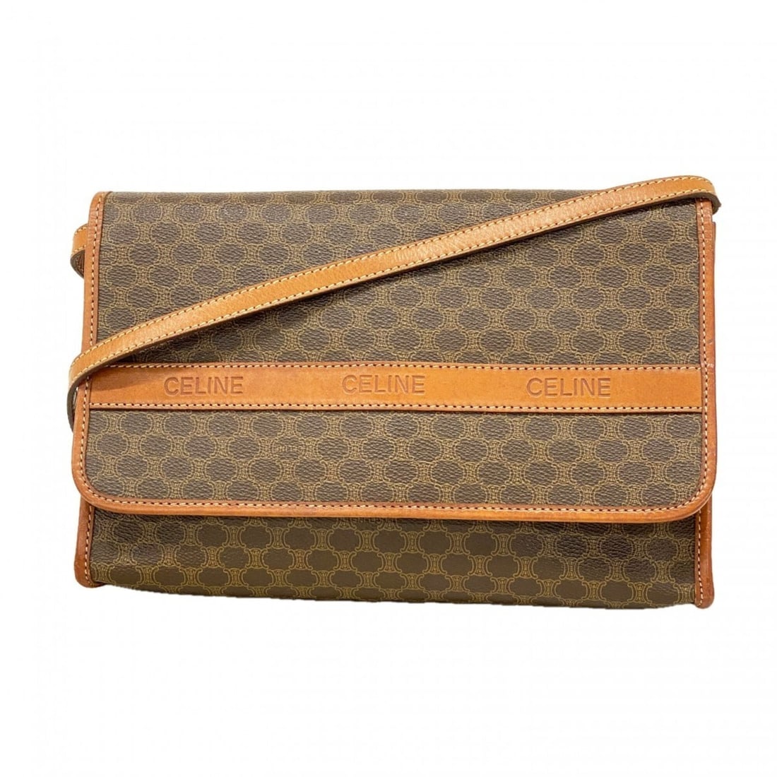 Celine Macadam Shoulder Bag, Brown, Women's: --- Catalog ---Category: SizeSize (HxWxD): 19cm x 28cm x 5cm / 7.48'' x 11.02'' x 1.96''Category: DesignType: Shoulder bagColor: BrownGender: WomenMaterial: PVC Hardware Color: GoldCategory: GeneralBr