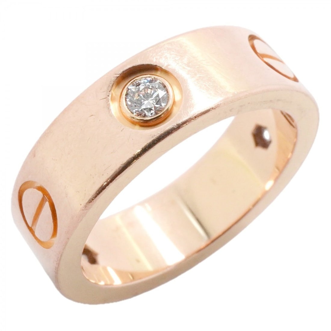 Cartier Love Ring, 3PD, 18KPG Pink Gold, Diamond, Size #50, Women's: --- Catalog ---Category: SizeUS Size: 5.5Brand Size: 50Category: DesignType: Band ringStone: DiamondGender: WomenMaterial: Pink gold (18K)Category: GeneralBrand: Cartier--- Item List ---Section: Condi