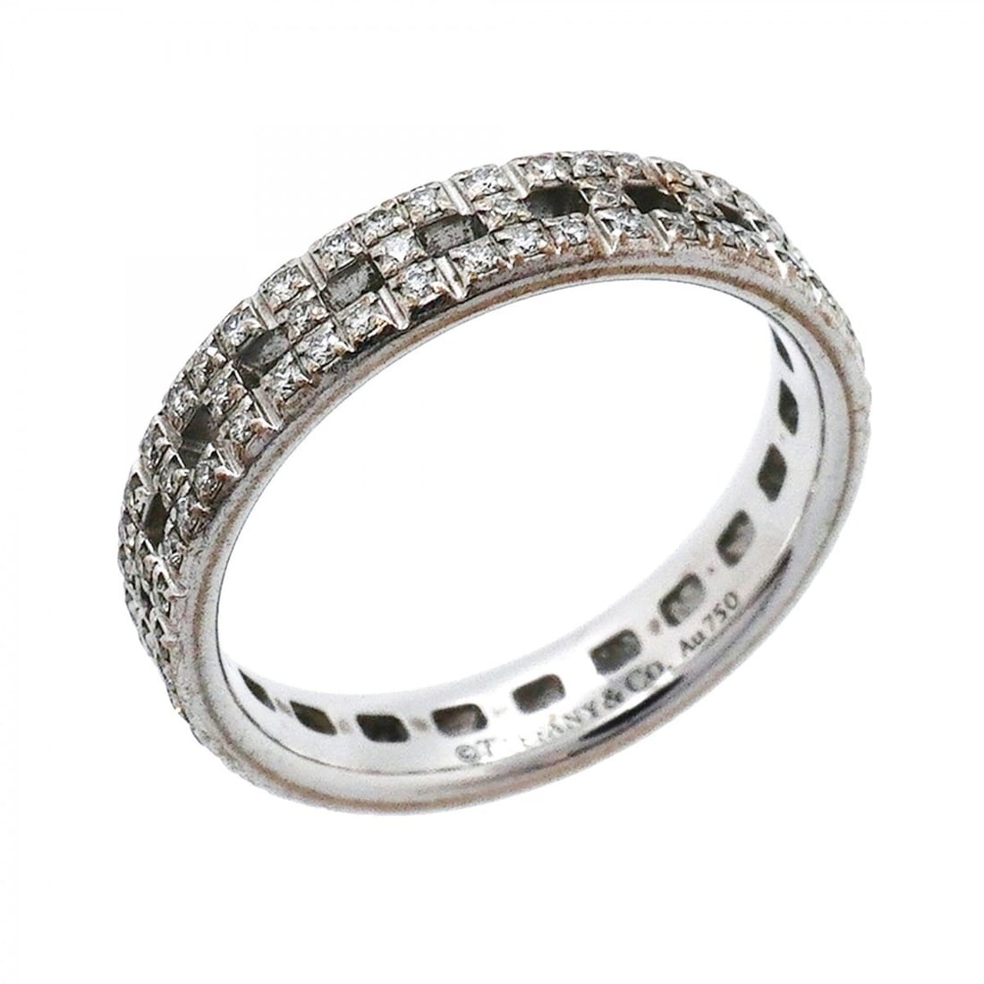 Tiffany & Co. T True Narrow Ring, 18K White Gold, Diamond, Size 6.5, Women's: --- Catalog ---Category: SizeJP Size: 6.5US Size: 3.5Category: DesignType: Band ringStone: DiamondGender: WomenMaterial: White gold (18K)Category: GeneralBrand: Tiffany--- Item List ---Section: Condit
