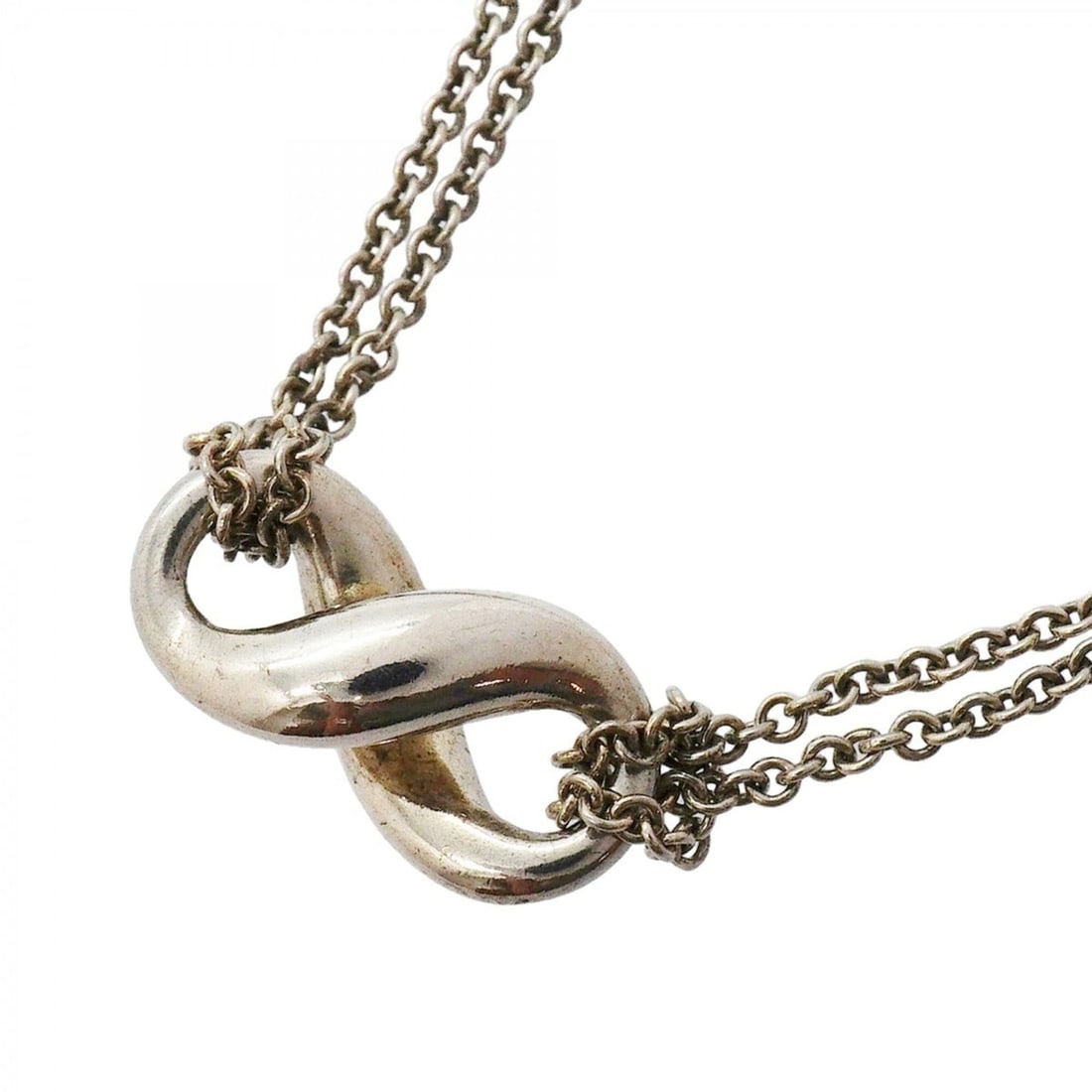 Tiffany & Co. Infinity Double Chain Necklace, Sterling Silver 925, Women's: --- Catalog ---Category: SizePendant Size: 9.5mm x 18.5mm / 0.37'' x 0.72''Neck Circumference: 40 cm / 15.74''Category: DesignGender: WomenMaterial: Silver 925Necklace Type: NecklaceCategory: GeneralB