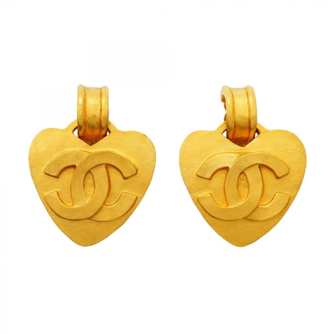 Chanel Earrings, Coco Mark Heart Motif, GP Plated Gold, Women's: --- Catalog ---Category: SizeSize (HxWxD): 43.30mm x 32.40mm / 1.70'' x 1.28''Category: DesignType: Clip earringsColor: GoldGender: WomenMaterial: Gold platingCategory: GeneralBrand: Chanel--- Item Li