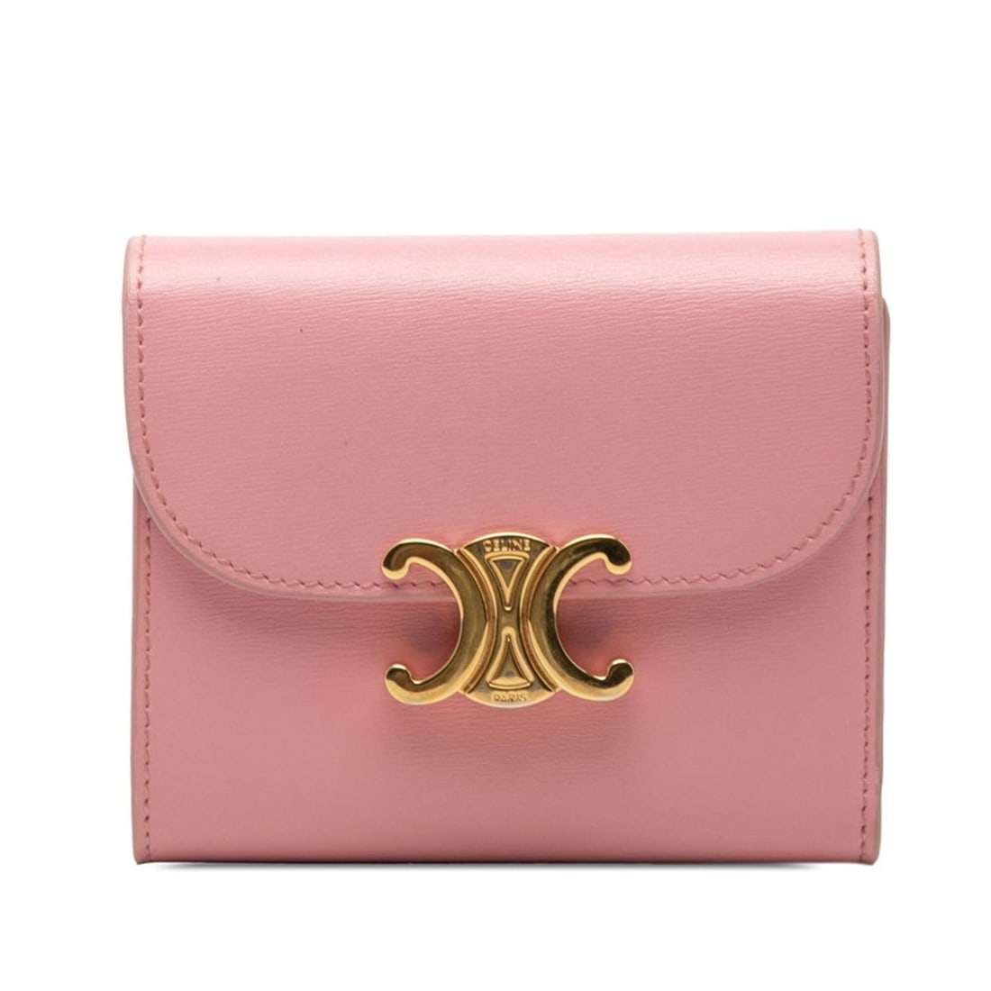 Celine Triomphe Small Flap Wallet Tri-fold 10D783DPV Pink Leather Women's CELINE: --- Catalog ---Category: SizeSize (HxWxD): 8.5cm x 10.5cm x 2.5cm / 3.34'' x 4.13'' x 0.98''Category: DesignType: Wallet (tri-fold)Color: PinkGender: WomenMaterial: Leather Category: GeneralMPN: 10D78