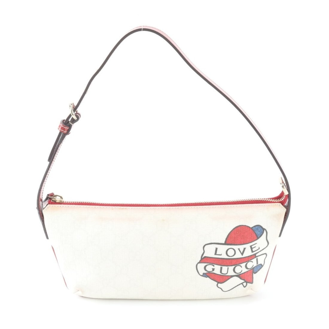 Gucci GG Supreme Tattoo Heart 211859 Leather Shoulder Bag, Tote Handbag for Women: --- Catalog ---Category: SizeSize (HxWxD): 12cm x 21cm x 2cm / 4.72'' x 8.26'' x 0.78''Category: DesignType: Handbag, Shoulder bag, Tote bagColor: WhiteGender: WomenMaterial: Leather , Coated canvas C
