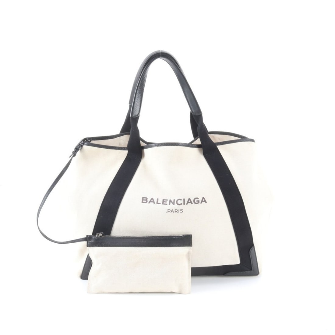 Balenciaga Navy Cabas Handbag with Pouch, Leather and Canvas Tote Bag, Handbag, Shoulder Women's (1 of 13)