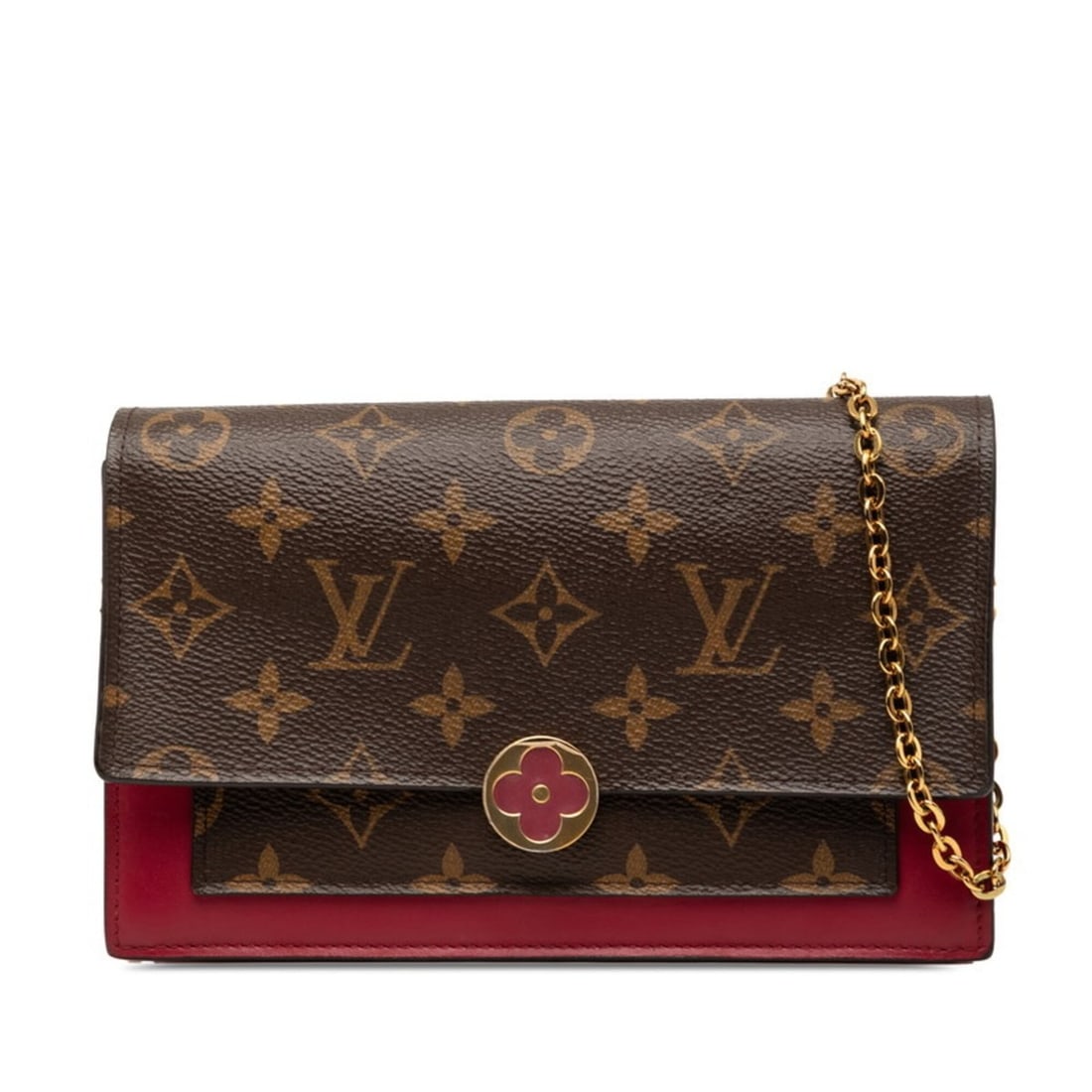 Louis Vuitton Monogram Portefeuille Floral Chain Wallet Shoulder Bag M69578 Fuchsia Brown Leather: --- Catalog ---Category: SizeSize (HxWxD): 12.5cm x 19cm x 5cm / 4.92'' x 7.48'' x 1.96''Category: DesignType: Shoulder bagColor: Brown, FuchsiaGender: WomenMaterial: PVC , Leather Category: GeneralMP