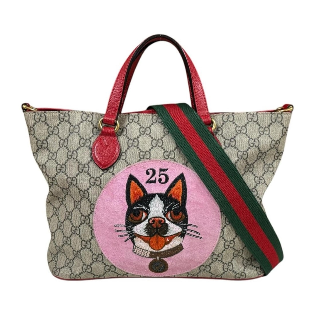 Gucci Bosco Patch GG Supreme Shoulder Bag, Handbag, Canvas, 473887, Brown, Women's, GUCCI 2-way: --- Catalog ---Category: SizeSize (HxWxD): 22cm x 28cm x 10.5cm / 8.66'' x 11.02'' x 4.13''Category: DesignType: Shoulder bagColor: Brown, Red colorGender: WomenMaterial: GG Supreme , Canvas Category: