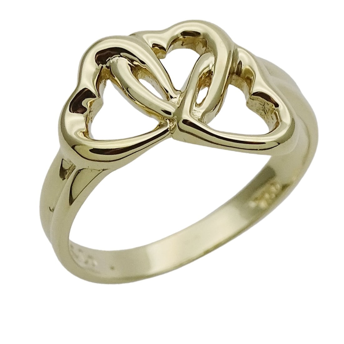 Tiffany & Co. Women's Ring, Brand Name 750YG Triple Heart Yellow Gold, Approx. 1cm: --- Catalog ---Category: SizeJP Size: 12.5US Size: 6.5Category: DesignType: Band ringColor: Yellow goldGender: WomenMaterial: Yellow gold (18K)Category: GeneralBrand: Tiffany--- Item List ---Section: 