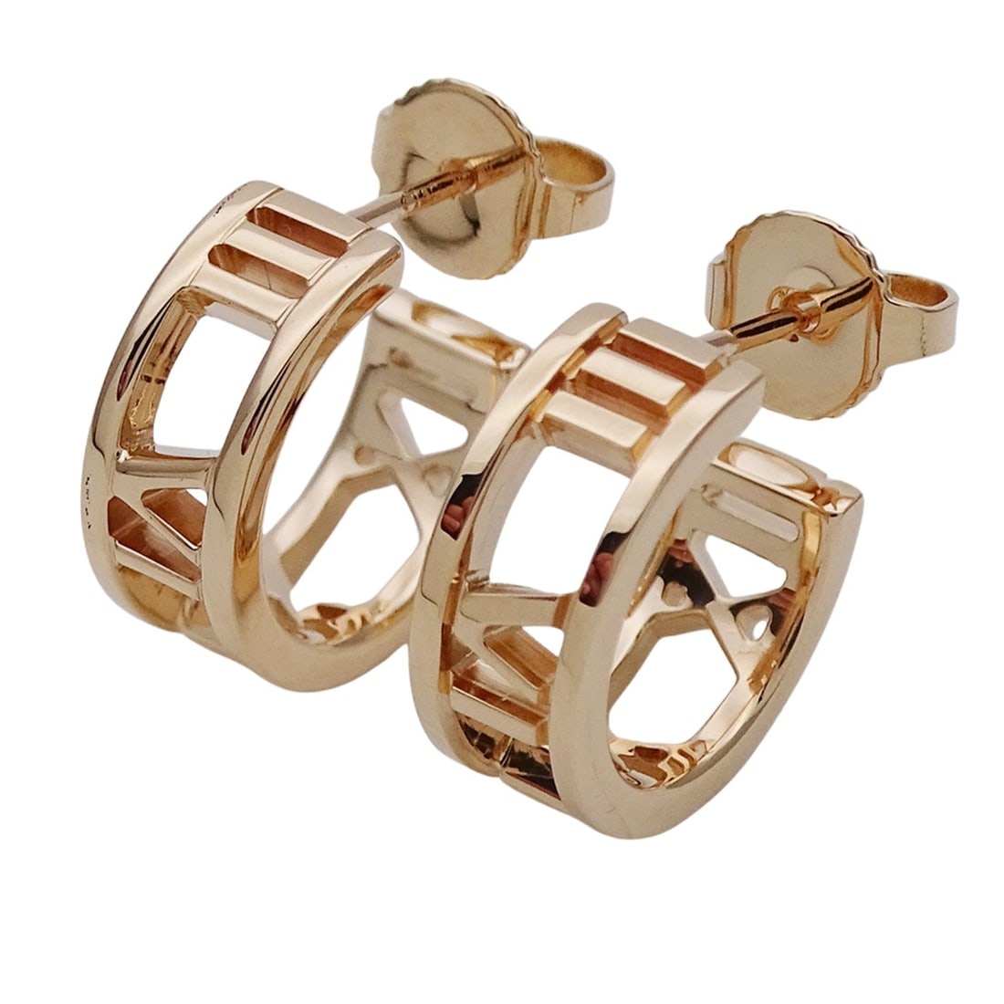 Tiffany & Co. Women's Earrings, 750PG Atlas Open Pink Gold, Pair, Jewelry: --- Catalog ---Category: SizeSize (HxWxD): 13.30mm x 5.20mm / 0.52'' x 0.20''Category: DesignType: Stud earringsColor: Pink goldGender: WomenMaterial: Pink gold (18K)Category: GeneralBrand: Tiffany---