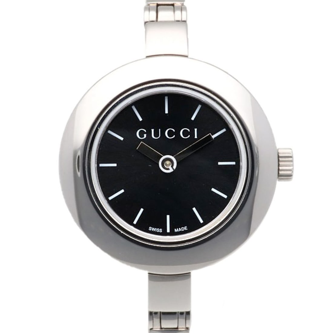 Gucci watch, stainless steel 105 quartz women's watch.: --- Catalog ---Category: SizeWrist Size: 16.5cm / 6.49''Case Diameter: 25mm / 0.98''Category: DesignType: WristwatchGender: WomenColor (Dial): BlackMaterial (Band): Stainless steelMaterial (Case): Sta