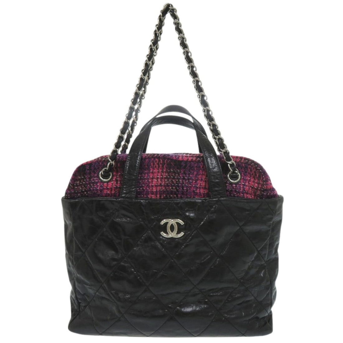 Chanel Matelassé Coco Mark Portobello Leather Tweed Black Pink Tone 13 Series Handbag 0090CHANEL: --- Catalog ---Category: SizeSize (HxWxD): 32cm x 35cm x 9cm / 12.59'' x 13.77'' x 3.54''Category: DesignType: HandbagColor: Black, PinkGender: WomenMaterial: Leather , Tweed Category: GeneralBrand: C