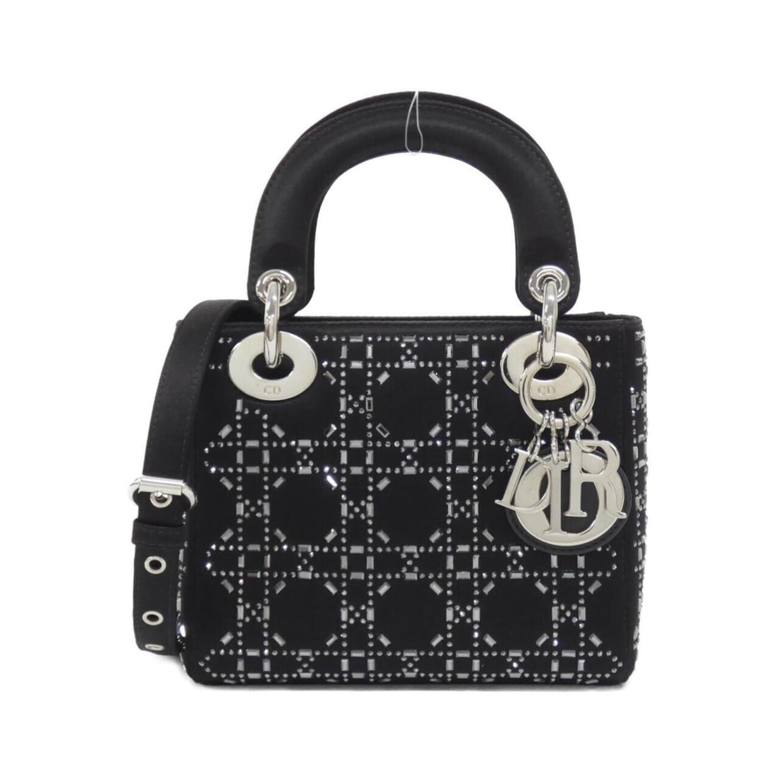 Christian Dior Lady Mini M0500PRTC Handbag: --- Catalog ---Category: SizeSize (HxWxD): 14cm x 17cm x 7cm / 5.51'' x 6.69'' x 2.75''Category: DesignType: HandbagColor: Black, WhiteGender: Women,MenMaterial: Satin Hardware Color: SilverCategory: 