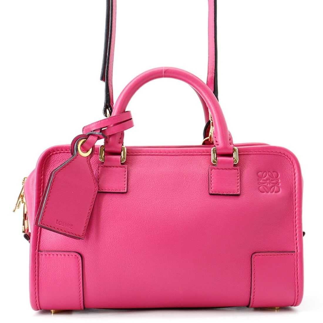 Loewe Amazona 23 Leather Handbag, 2-way, Handbag: --- Catalog ---Category: SizeSize (HxWxD): 15.5cm x 23.5cm x 9cm / 6.1'' x 9.25'' x 3.54''Category: DesignType: HandbagColor: PinkGender: WomenMaterial: Leather Category: GeneralBrand: LoeweCountry of