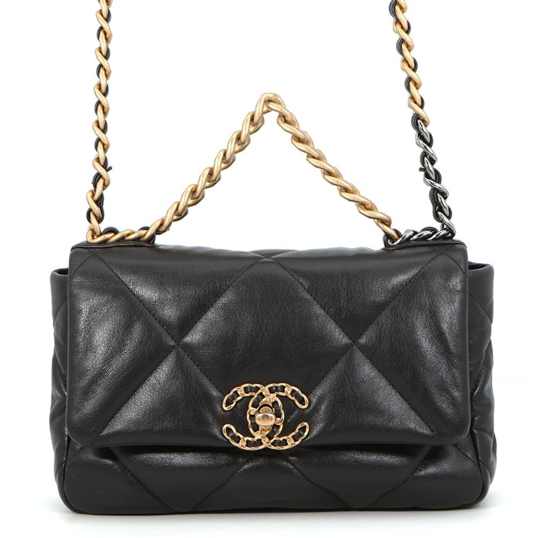 Chanel Chain Shoulder Bag CHANEL19 Coco Mark Shiny Lambskin AS1160 CHANEL Black 19 Handbag Women's (1 of 13)