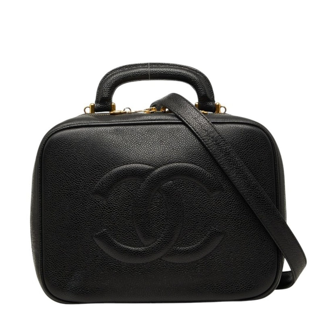 Chanel Coco Mark Vanity Bag, Handbag/Shoulder 2-Way, Black Caviar Leather, Women's CHANEL: --- Catalog ---Category: SizeSize (HxWxD): 18cm x 23.5cm x 10cm / 7.08'' x 9.25'' x 3.93''Category: DesignType: Handbag, Shoulder bag, Vanity bagColor: BlackGender: WomenMaterial: Grained Calfskin Cat