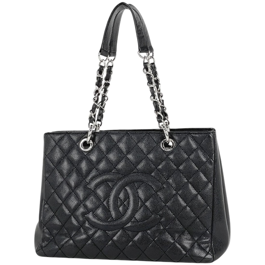 Chanel Coco Mark Chain Tote Bag Matelassé GST Caviar Skin Black A50995 Women's: --- Catalog ---Category: SizeSize (HxWxD): 24cm x 33cm x 13cm / 9.44'' x 12.99'' x 5.11''Category: DesignType: Tote bagColor: BlackGender: WomenMaterial: Grained Calfskin Category: GeneralMPN: A50995B