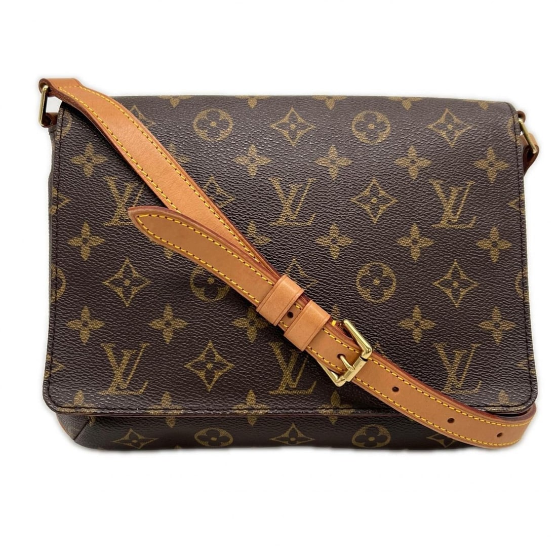 LOUIS VUITTON Monogram Musette Tango Short M51257 Shoulder Bag Brown Leather Women's: --- Catalog ---Category: SizeWeight: 303g / 10.68oz.Size (HxWxD): 19cm x 23.5cm x 4cm / 7.48'' x 9.25'' x 1.57''Strap Length: 73.5cm / 28.93''Category: DesignType: Shoulder bagColor: BrownGender: Wome