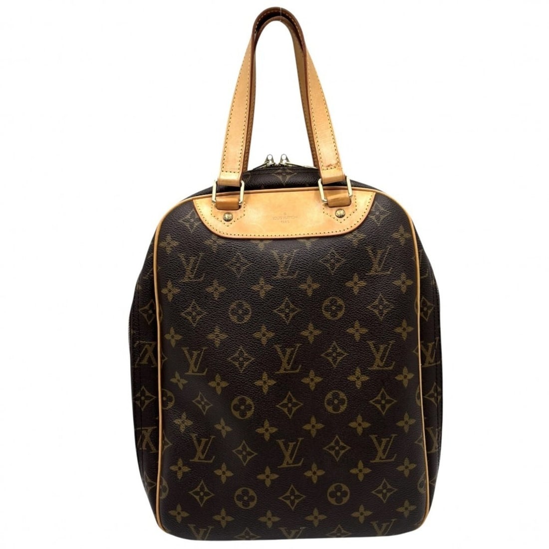Louis Vuitton handbag for women, Monogram Excursion shoe bag, LOUIS VUITTON M41450, brown with gold: --- Catalog ---Category: SizeSize (HxWxD): 32cm x 24.5cm x 13cm / 12.59'' x 9.64'' x 5.11''Handle Length: 36cm / 14.17''Category: DesignType: HandbagColor: Brown, MonogramGender: WomenMaterial: Monogr