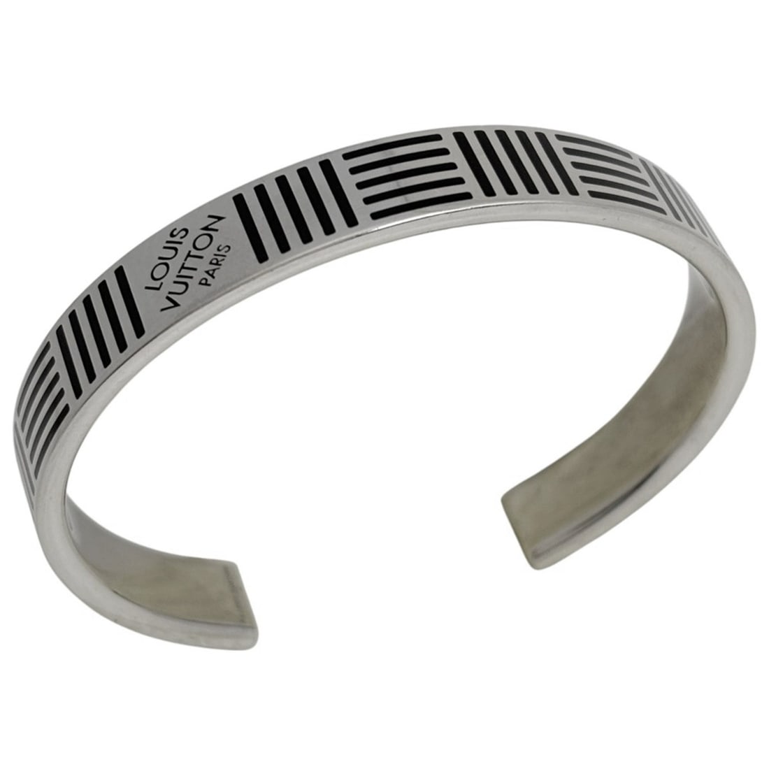 Louis Vuitton Jonc Damier Colors Bangle Bracelet, Metal, Silver, Women's: --- Catalog ---Category: SizeLength: 17.5cm / 6.88''Category: DesignType: BangleColor: SilverGender: WomenMaterial: MetalCategory: GeneralBrand: Louis Vuitton--- Item List ---Section: ConditionRanking