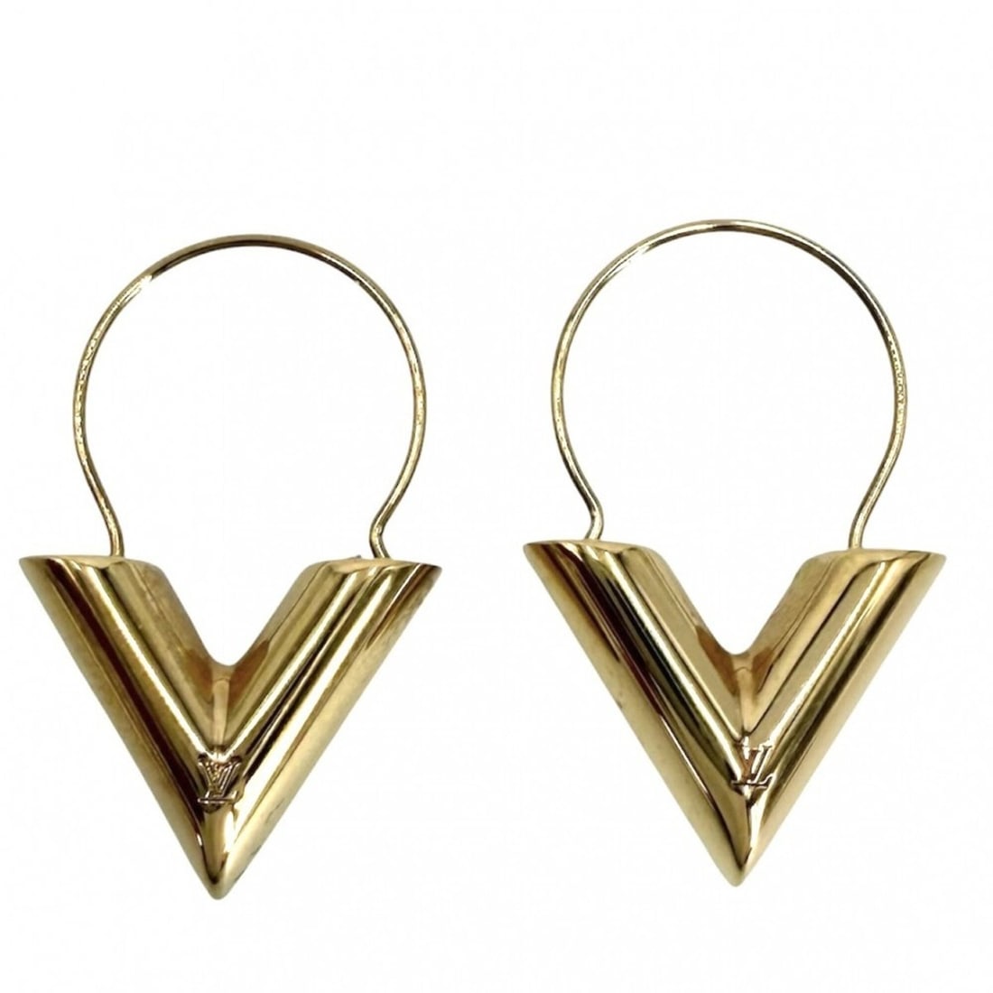 Louis Vuitton Essential V Hoop Earrings for Women, Small and Simple, Gold, M61088, Approx. 8.8g: --- Catalog ---Category: SizeSize (HxWxD): 26.00mm x 16.00mm x 6.00mm / 1.02'' x 0.63'' x 0.24''Category: DesignType: Hoop earringsColor: GoldGender: WomenCategory: GeneralMPN: M61088Brand: Louis Vuit