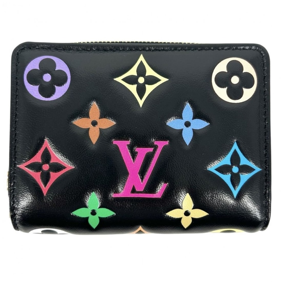Louis Vuitton Women's Bi-fold Wallet LV x TM Portefeuille Lou Compact Takashi Murakami Snap Button: --- Catalog ---Category: SizeSize (HxWxD): 8.5cm x 11.5cm x 2.2cm / 3.34'' x 4.52'' x 0.86''Category: DesignType: Wallet (bi-fold)Color: Black, Multi-colorGender: WomenMaterial: Leather Leather/Fur Ty
