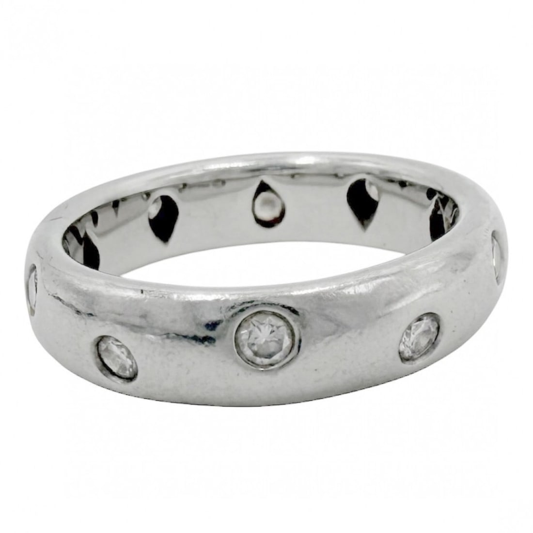 Tiffany & Co. Women's Dots Ring, Jewelry Accessory, Pt950 Platinum, Diamond, Approx. 6.7g: --- Catalog ---Category: SizeJP Size: 6.5US Size: 3.5Category: DesignType: Band ringColor: PlatinumStone: DiamondGender: WomenMaterial: Platinum 950Category: GeneralBrand: TiffanyCountry of Origin: Ja