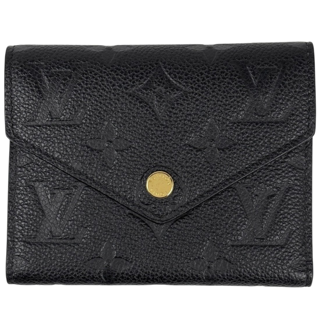 Louis Vuitton Portefeuille Victorine Tri-fold Wallet, Monogram Empreinte, Noir (Black), M64060,: --- Catalog ---Category: SizeSize (HxWxD): 9cm x 12cm x 2cm / 3.54'' x 4.72'' x 0.78''Category: DesignType: Wallet (tri-fold)Color: Black, NoirGender: WomenMaterial: Monogram Empreinte Category: Gener