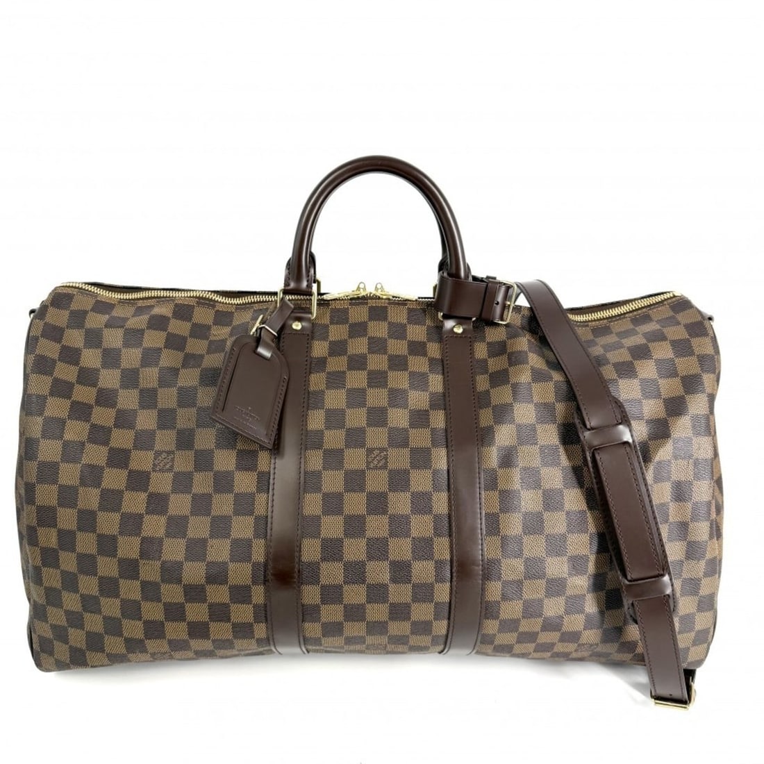 Louis Vuitton Keepall Bandoulière 55 Boston Bag for Men and Women - Travel Bag, Shoulder Crossbody: --- Catalog ---Category: SizeSize (HxWxD): 29cm x 55cm x 25cm / 11.41'' x 21.65'' x 9.84''Category: DesignType: Boston bag, Shoulder bagColor: BrownGender: Men,WomenMaterial: Damier Canvas Category: G