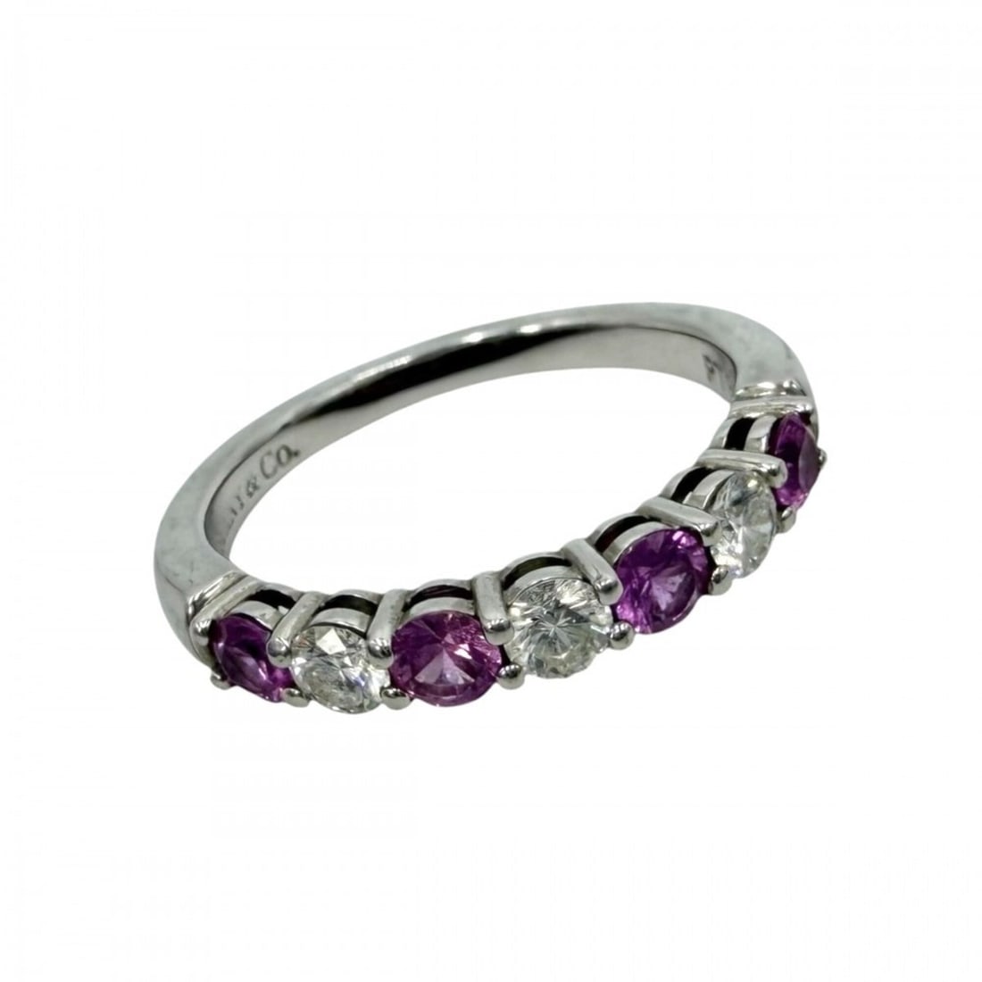 Tiffany & Co. Women's Forever Embrace Band Half Eternity Ring, Platinum 950, Diamonds, Pink Diamond,: --- Catalog ---Category: SizeJP Size: 9US Size: 5Category: DesignType: Band ringGender: WomenMaterial: Platinum 950Category: GeneralBrand: Tiffany--- Item List ---Section: ConditionRanking: Rank AB Us