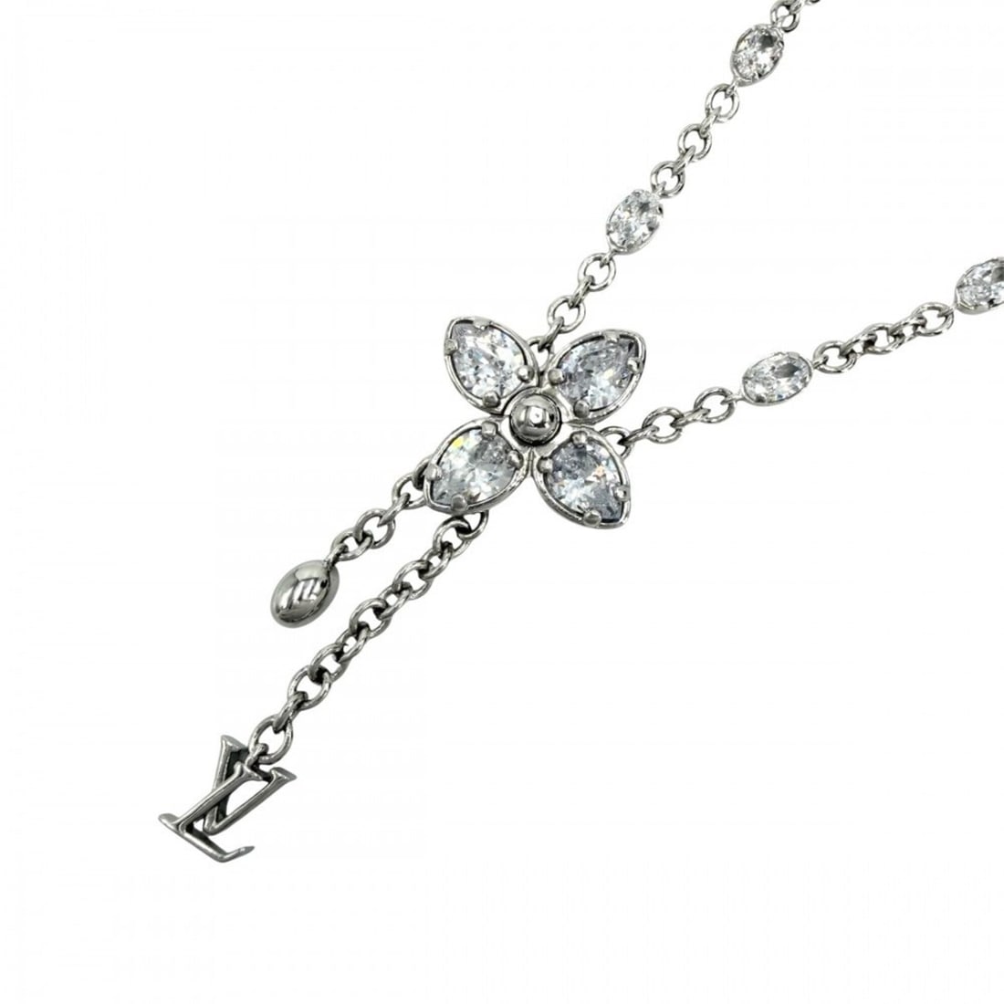 Louis Vuitton Women's Monogram Flower Necklace, LV Dazzle, One Size Fits All, Rhinestone, M02091,: --- Catalog ---Category: SizePendant Size: 57mm x 25mm / 2.24'' x 0.98''Neck Circumference: 38 cm / 14.96''Category: DesignColor: SilverGender: WomenMaterial: RhinestoneNecklace Type: NecklaceCategory