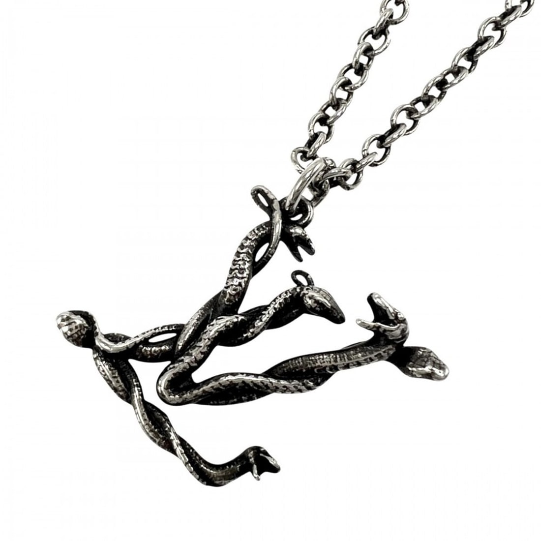 Louis Vuitton Necklace for Men and Women, LV Snake Pendant, Adjustable, Vintage Style, Metal,: --- Catalog ---Category: SizeWeight: 15.8g / 0.55oz.Pendant Size: 25mm x 25mm / 0.98'' x 0.98''Neck Circumference: 65 cm / 25.59''Category: DesignColor: SilverGender: Men,WomenSeason: VintageMaterial: