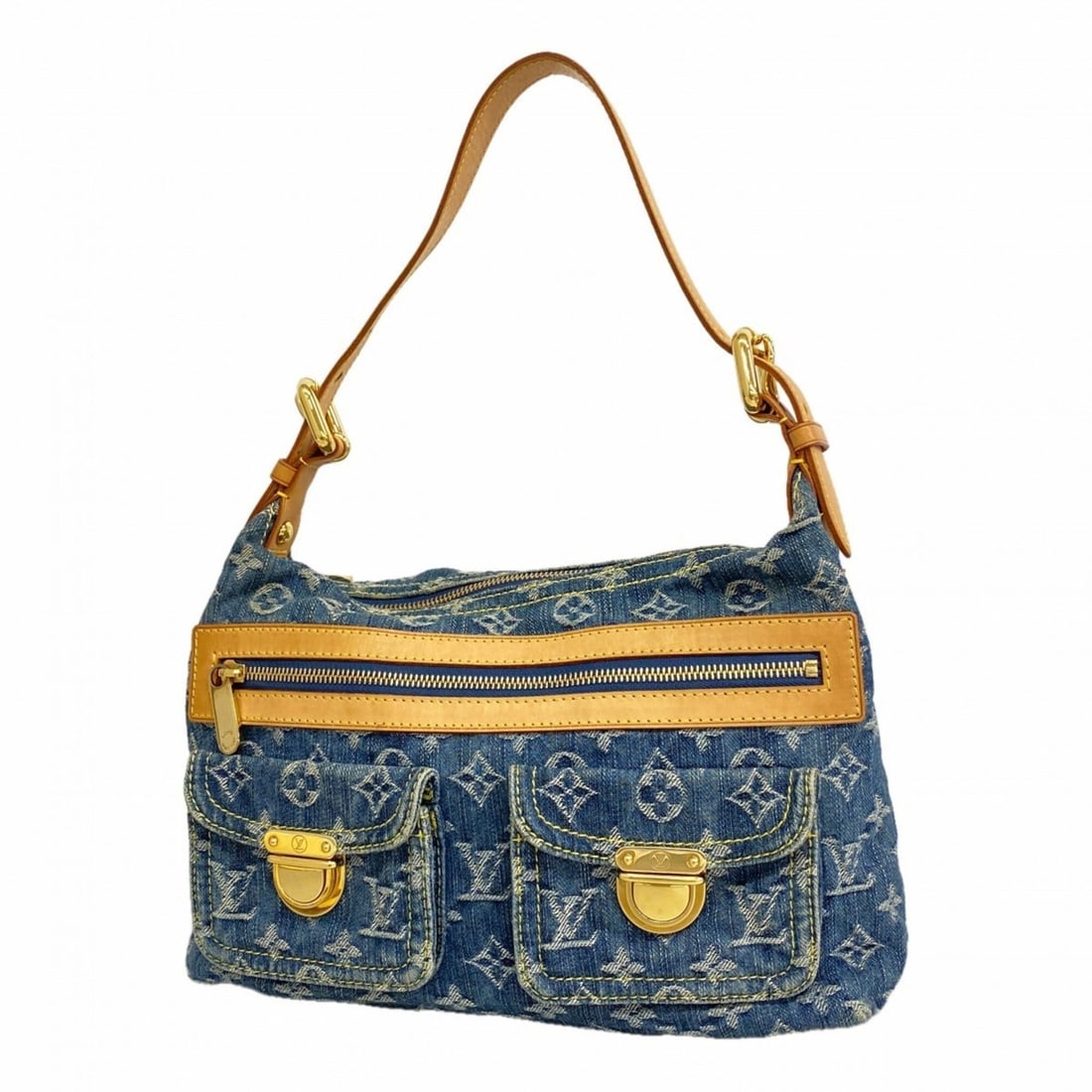 Louis Vuitton Monogram Denim Baggy PM Shoulder Bag M95049 Blue Women's (1 of 10)
