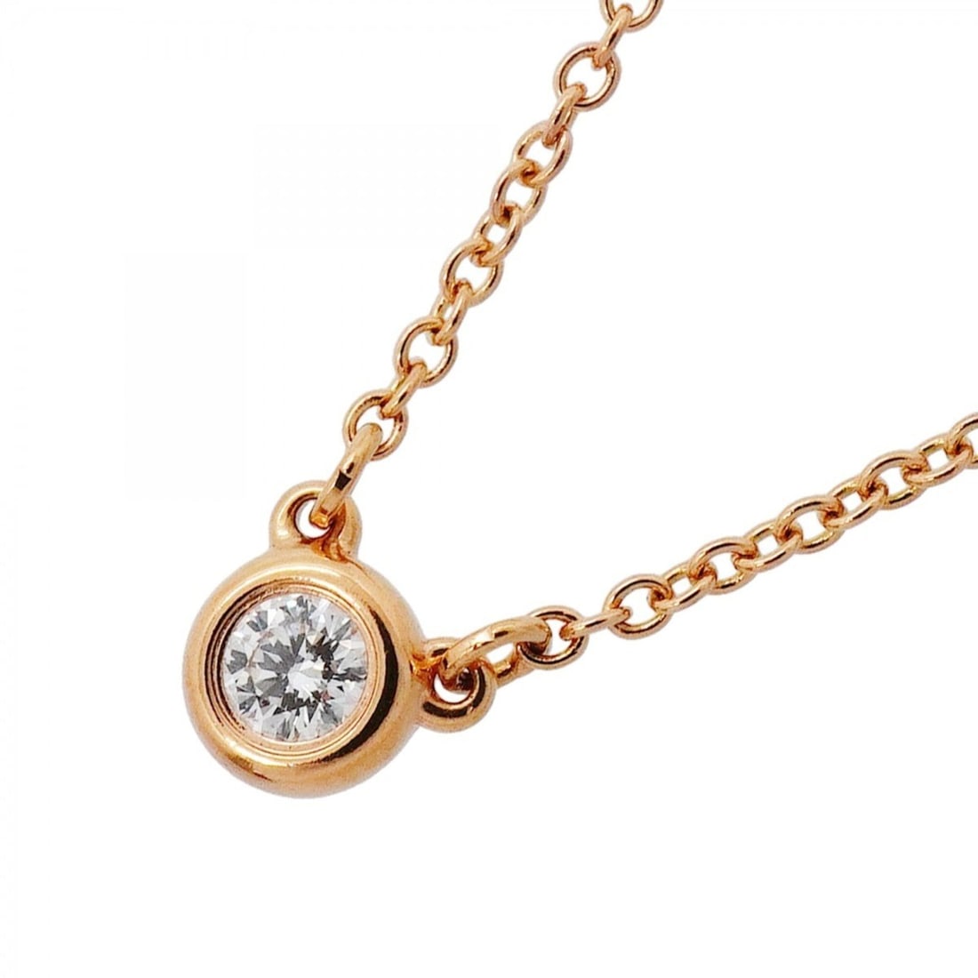 Tiffany & Co. By the Yard Necklace, 1PD (18K Pink Gold) Diamond, Women's: --- Catalog ---Category: SizePendant Size: 5mm x 4.5mm / 0.19'' x 0.17''Neck Circumference: 41.5 cm / 16.33''Category: DesignStone: DiamondGender: WomenMaterial: Pink gold (18K)Necklace Type: Necklace