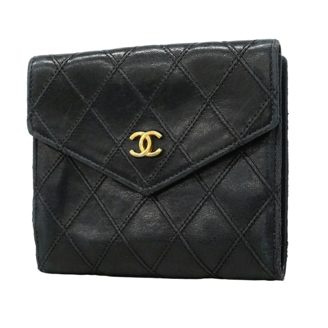 Chanel Bicolore Lambskin Wallet, Black, Women's: --- Catalog ---Category: SizeSize (HxWxD): 10cm x 11.5cm x 1.5cm / 3.93'' x 4.52'' x 0.59''Category: DesignType: Wallet (bi-fold)Color: BlackGender: WomenMaterial: Leather Leather/Fur Type: LambskinCa