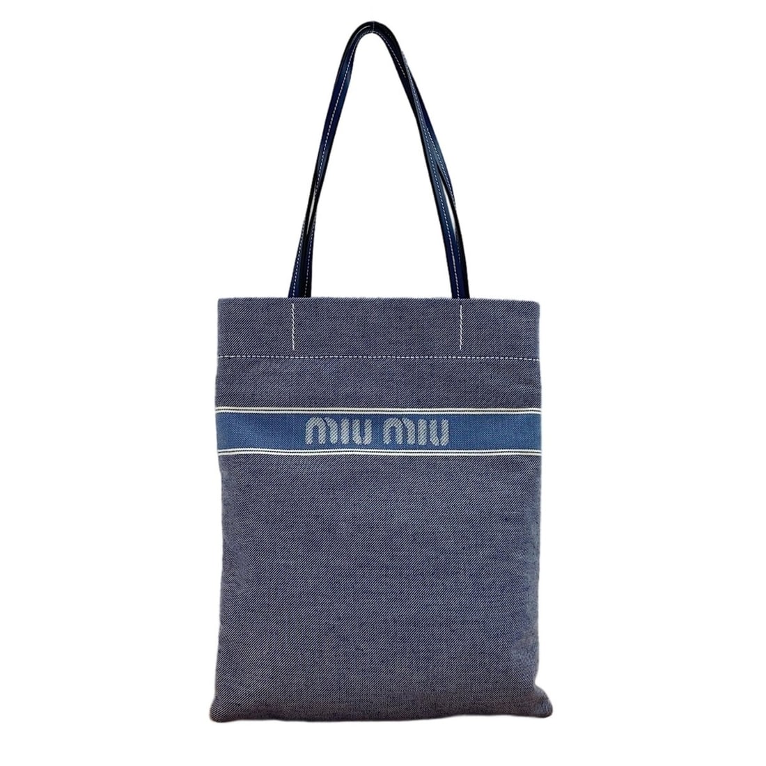 Miu Miu Miu Jacquard Logo Denim Tote Bag, Blue: --- Catalog ---Category: SizeSize (HxWxD): 40cm x 31cm x 1cm / 15.74'' x 12.2'' x 0.39''Category: DesignType: Tote bagColor: BlueGender: WomenMaterial: Denim Category: GeneralBrand: Miu Miu--- Item Li