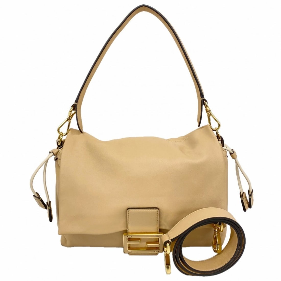 Fendi Shoulder Bag, Leather, Beige, Women's: --- Catalog ---Category: SizeSize (HxWxD): 23cm x 34cm x 8cm / 9.05'' x 13.38'' x 3.14''Category: DesignType: Shoulder bagColor: BeigeGender: WomenMaterial: Leather Hardware Color: GoldCategory: Gener