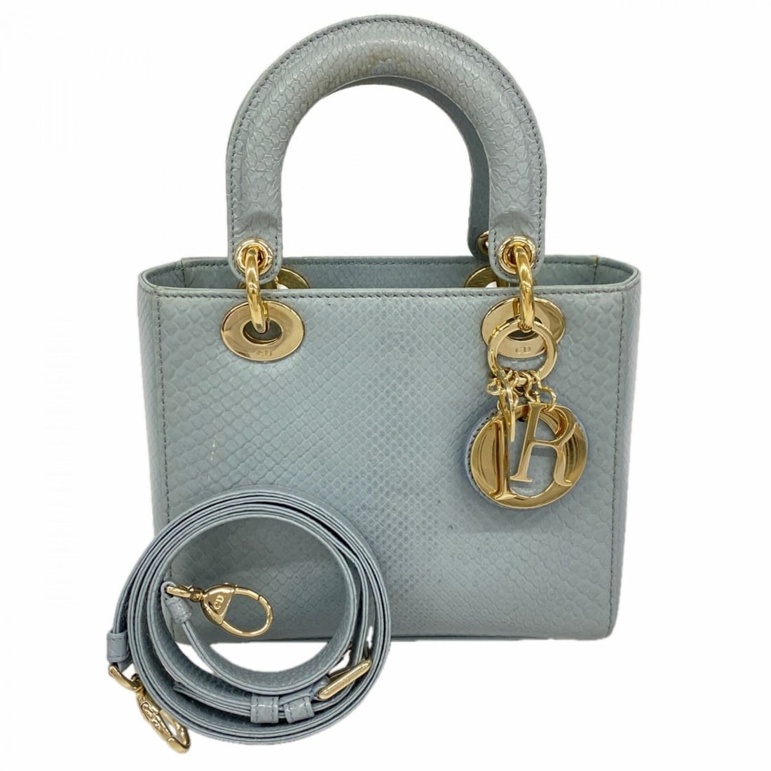 Christian Dior Lady Leather Handbag, Blue-Gray/Champagne, 2-Way Bag for Women: --- Catalog ---Category: SizeSize (HxWxD): 17.5cm x 20cm x 8cm / 6.88'' x 7.87'' x 3.14''Category: DesignType: HandbagColor: BlueGender: WomenMaterial: Leather Category: GeneralBrand: Christian Dior--