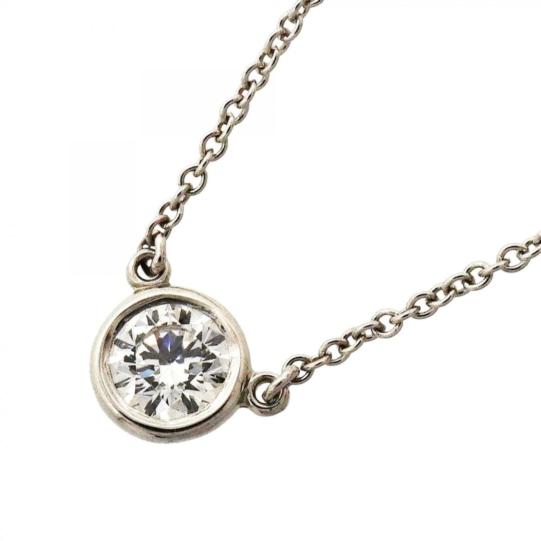 Tiffany & Co. By the Yard Necklace, 1PD (Pt950) Platinum Diamond, Ladies' Necklace: --- Catalog ---Category: SizePendant Size: 5.9mm x 8mm / 0.23'' x 0.31''Neck Circumference: 41 cm / 16.14''Category: DesignStone: DiamondGender: WomenMaterial: Platinum 950Necklace Type: NecklaceCateg