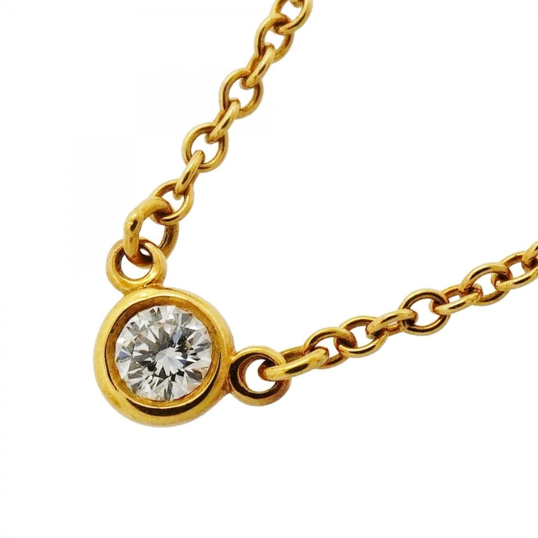 Tiffany & Co. By the Yard Necklace, 1PD (18K Yellow Gold) Diamond, Women's: --- Catalog ---Category: SizePendant Size: 3.8mm x 3.5mm / 0.14'' x 0.13''Neck Circumference: 40.5 cm / 15.94''Category: DesignStone: DiamondGender: WomenMaterial: Yellow gold (18K)Necklace Type: Neck