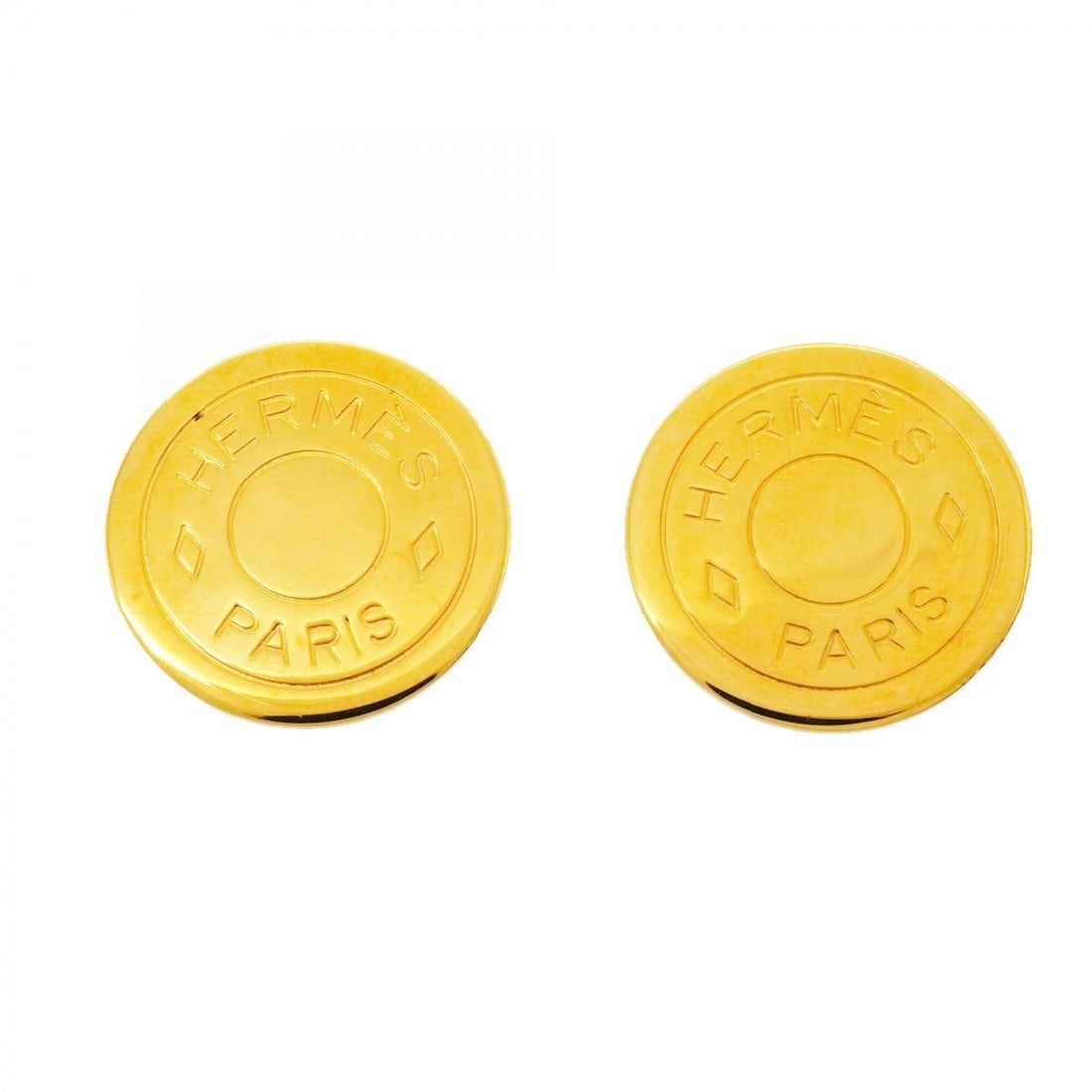 Hermes Earrings, Sellier, GP Plated, Gold, Women's: --- Catalog ---Category: SizeSize (HxWxD): 20.10mm x 20.00mm / 0.79'' x 0.79''Category: DesignType: Clip earringsColor: GoldGender: WomenMaterial: Gold platingCategory: GeneralBrand: Hermes--- Item Li