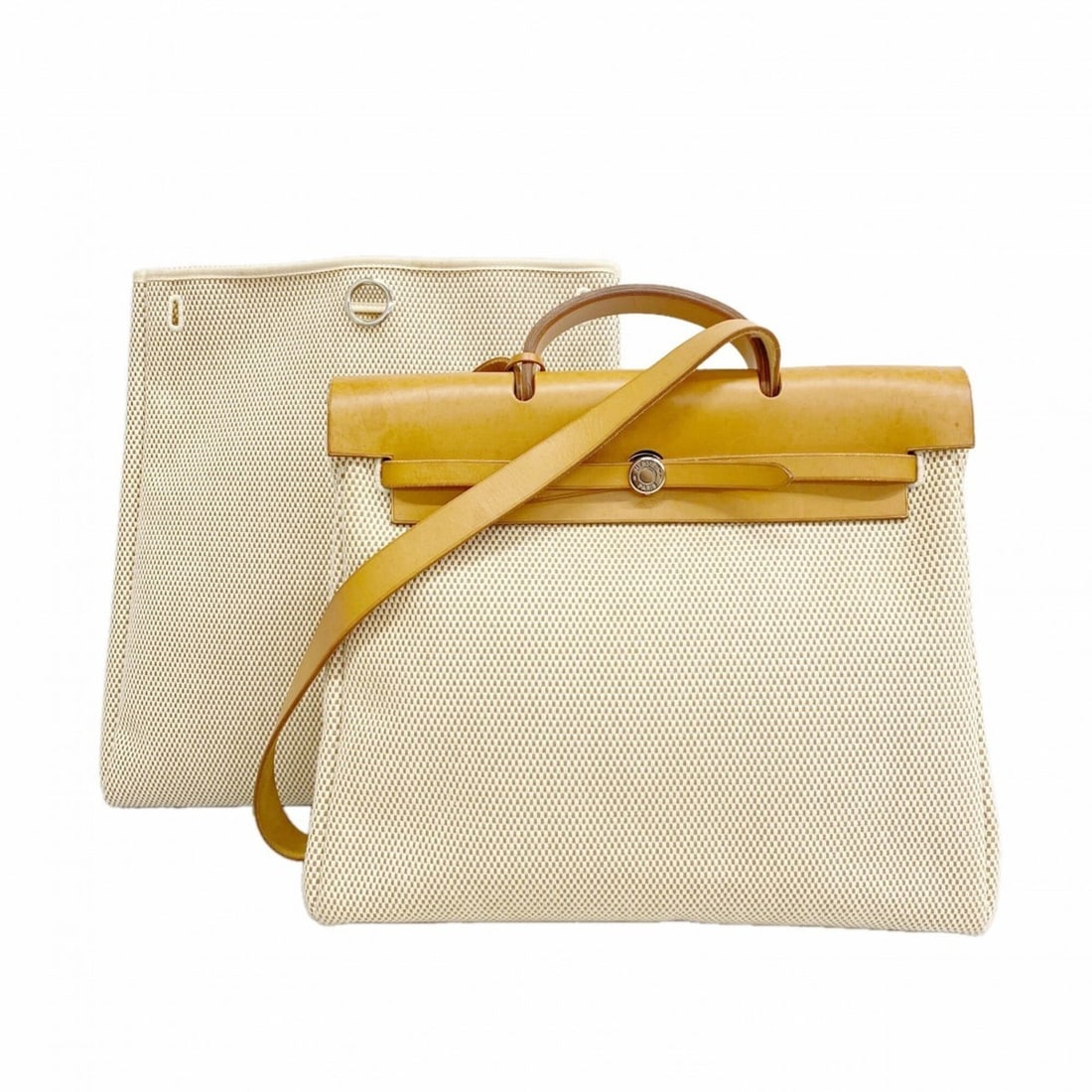 Hermes Herbag PM Toile GM Natural Handbag (?G stamp) 2-way bag for men and women: --- Catalog ---Category: SizeSize (HxWxD): 31.5cm x 38cm x 14cm / 12.4'' x 14.96'' x 5.51''Category: DesignType: HandbagColor: NaturalGender: Men,WomenHardware Color: SilverCategory: GeneralBrand: Her