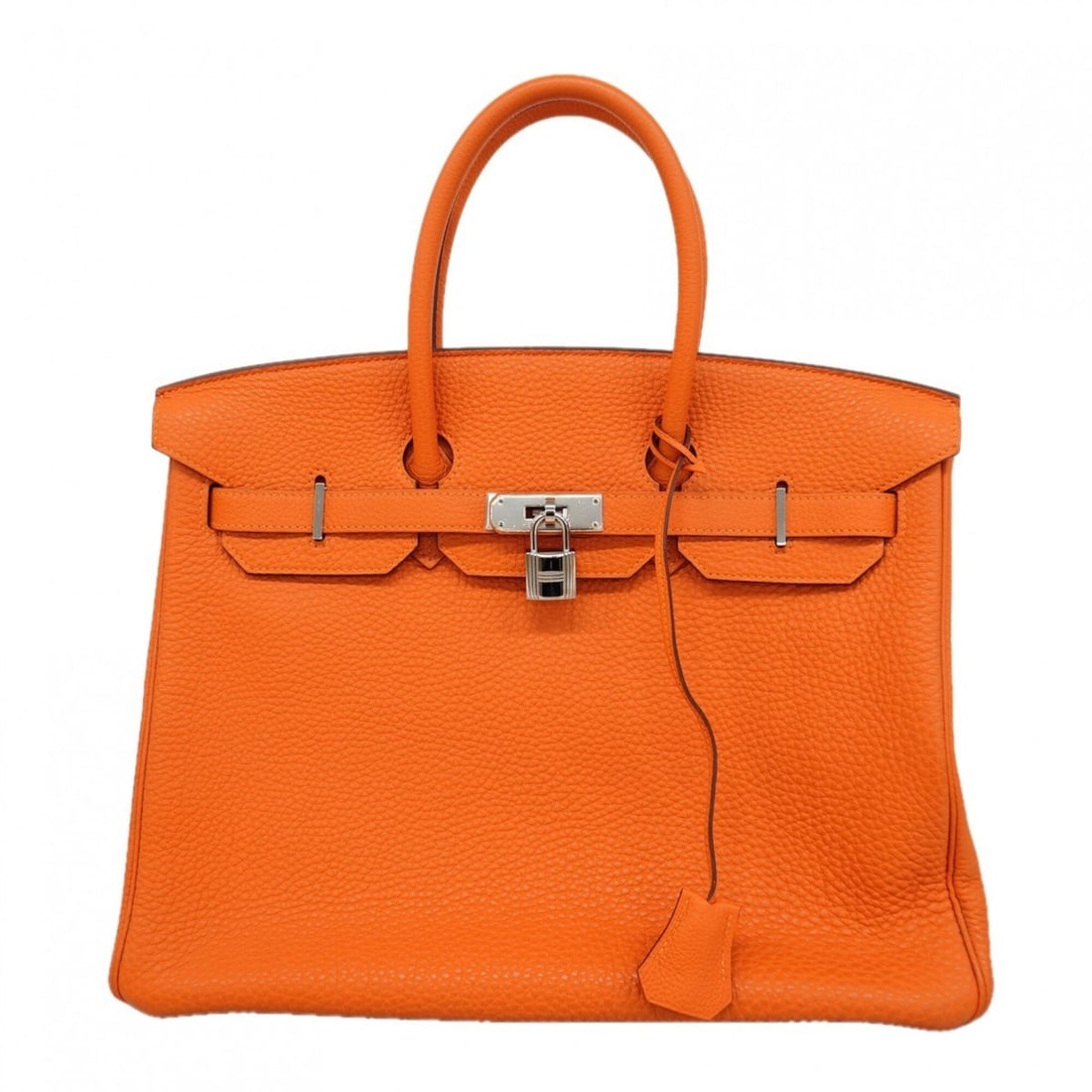 Hermes Birkin 35 handbag, Fjord Orange, ?O stamp, Ladies', OP008619: --- Catalog ---Category: SizeSize (HxWxD): 28cm x 36cm x 19cm / 11.02'' x 14.17'' x 7.48''Category: DesignType: HandbagColor: OrangeGender: WomenMaterial: Fjord leather Hardware Color: SilverCategory: