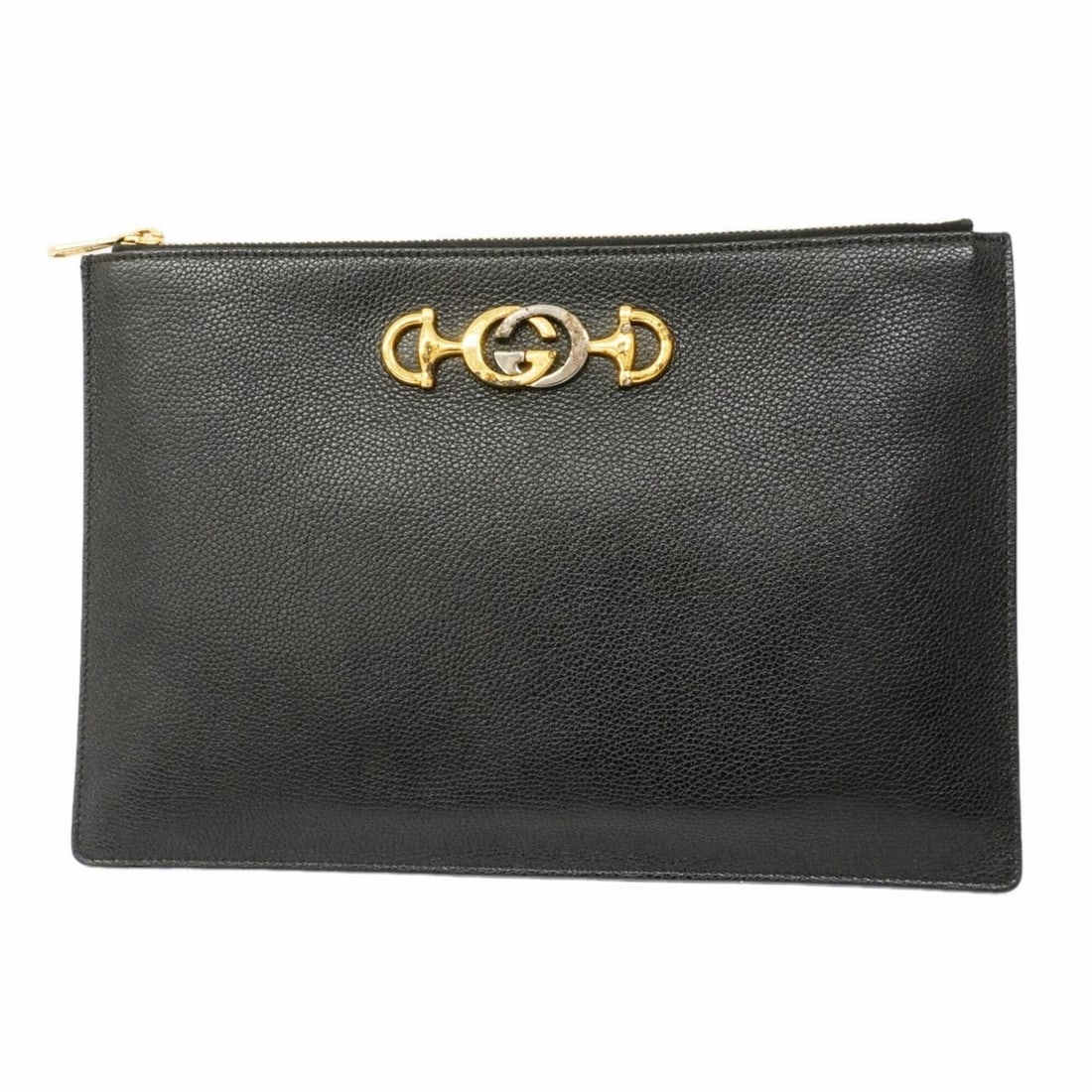 Gucci Zumi Clutch Bag 570728 Leather Black Gold Men's OP008022 (1 of 14)