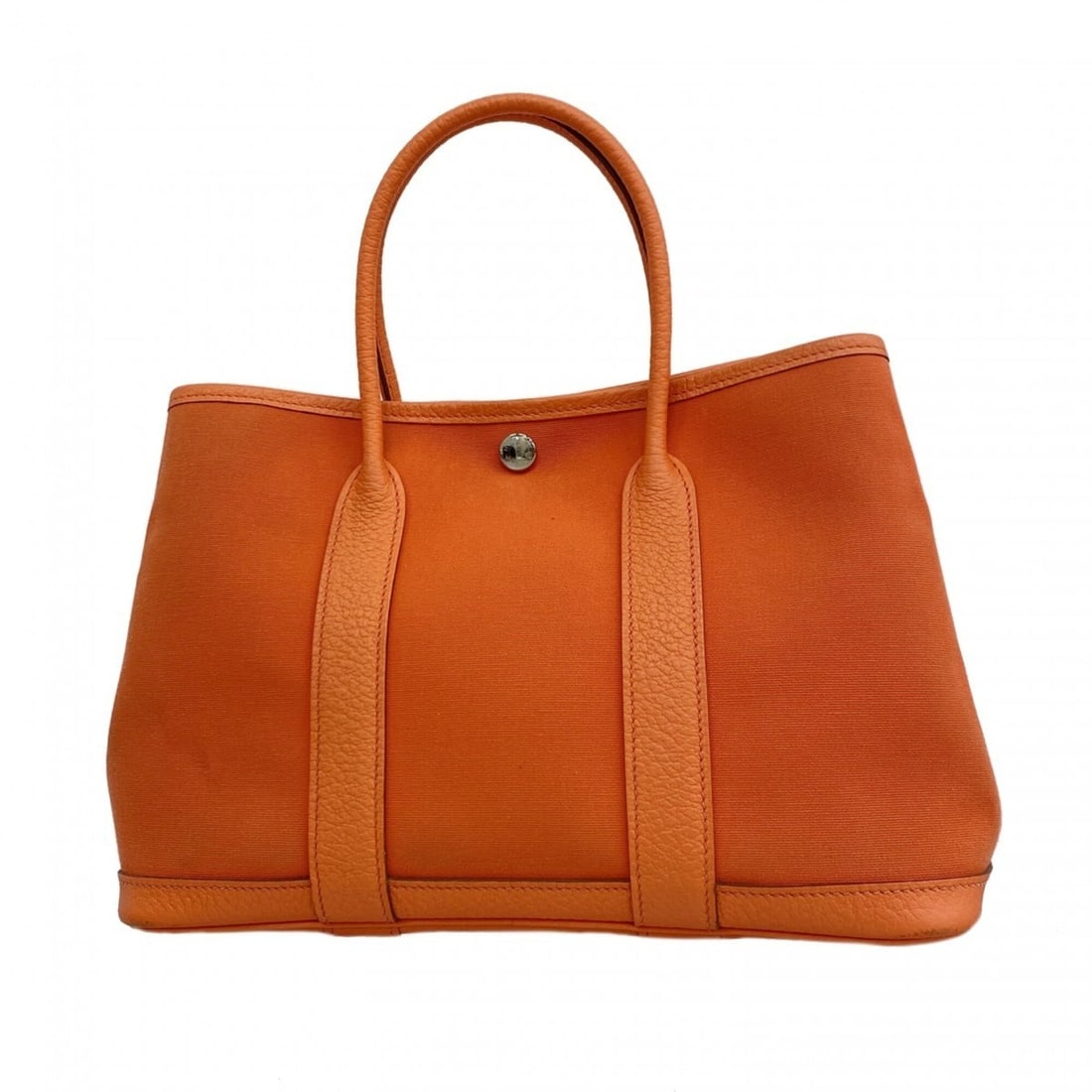 Hermes Garden TPM Tote Bag, Toile Officier Orange Capucines, T Stamp, Women's, OP006393: --- Catalog ---Category: SizeSize (HxWxD): 21cm x 31cm x 13.5cm / 8.26'' x 12.2'' x 5.31''Category: DesignType: Tote bagColor: Capucine, OrangeGender: WomenMaterial: Toile officier Hardware Color: Sil