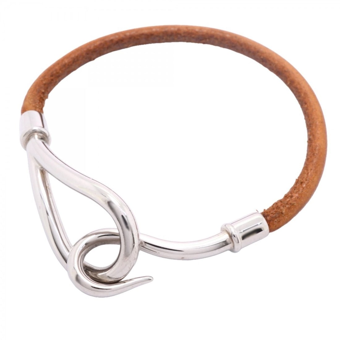 Hermes Jumbo Hook Bracelet, GP Plated Leather, Silver Brown, Women's: --- Catalog ---Category: SizeLength: 16.5cm / 6.49''Category: DesignType: Charm braceletColor: Brown, SilverGender: WomenMaterial: Gold plating, LeatherCategory: GeneralBrand: Hermes--- Item List ---S