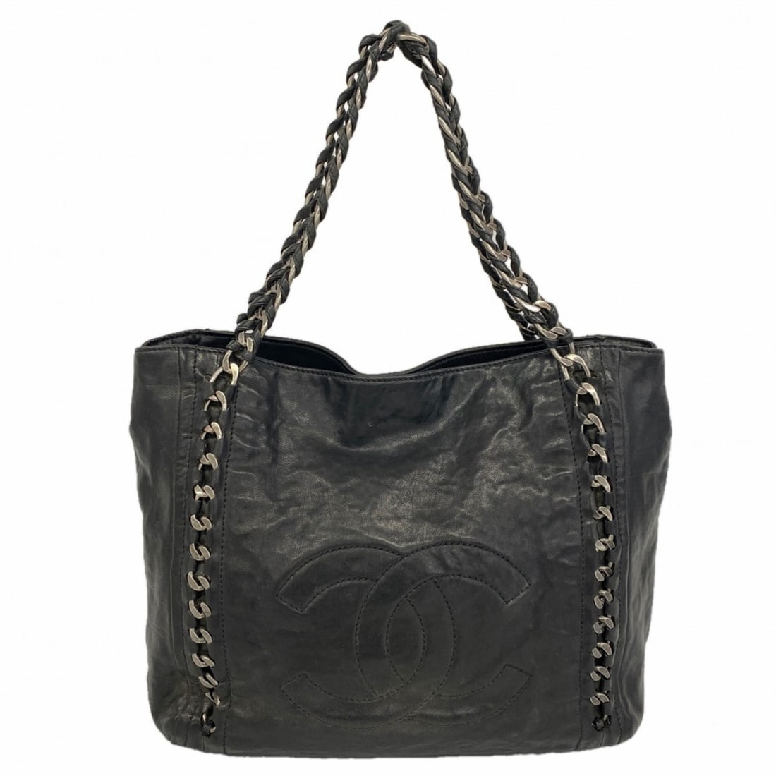Chanel Tote Bag / Chain Leather Black Women's: --- Catalog ---Category: SizeSize (HxWxD): 30cm x 33.5cm x 11cm / 11.81'' x 13.18'' x 4.33''Category: DesignType: Tote bagColor: BlackGender: WomenMaterial: Leather Hardware Color: SilverCategory: Gen